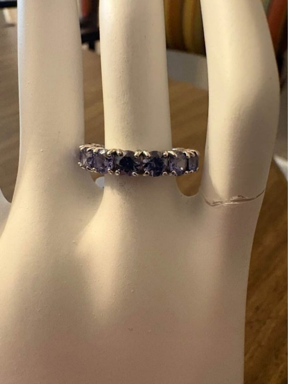 Sterling Silver Purple Gemstone Eternity Band Ring Size 6